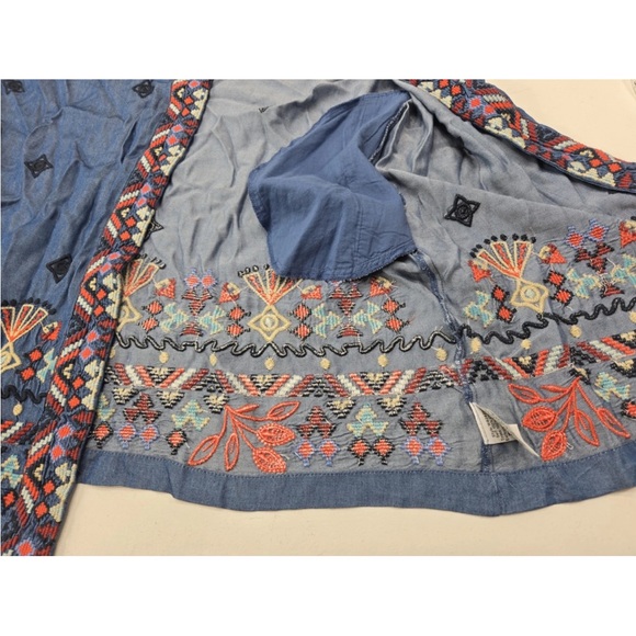 Johnny Was Workshop Mareen Kimono Jacket Embroidered Chambray Size S Womens - Picture 5 of 7